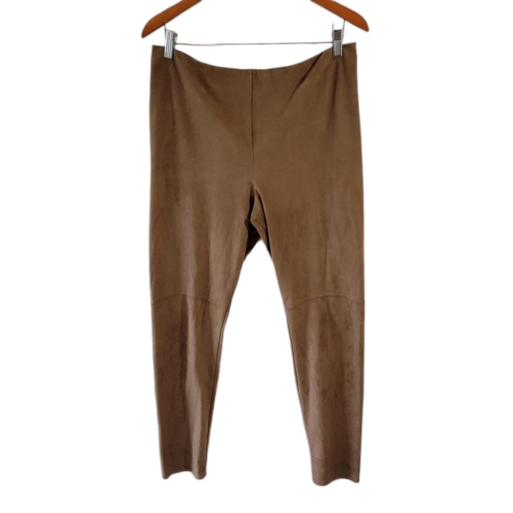 LYSSE Women's Tan Suede Velvety Slim Fit Pants Sz XL Academia Fall Minimalist
